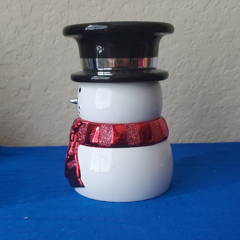 Festive Snowman Ceramic Decor with Red Scarf - Picture 2 of 6
